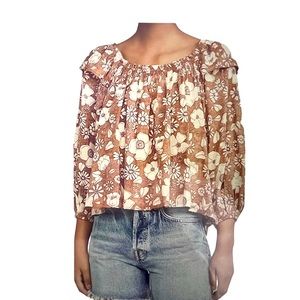New! Free People Miss Daisy Floral, Flowy Top. Size L